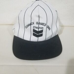 Chevron Summer Games 1995 Event Winner Snapback Cap White Black Pinstripe unisex